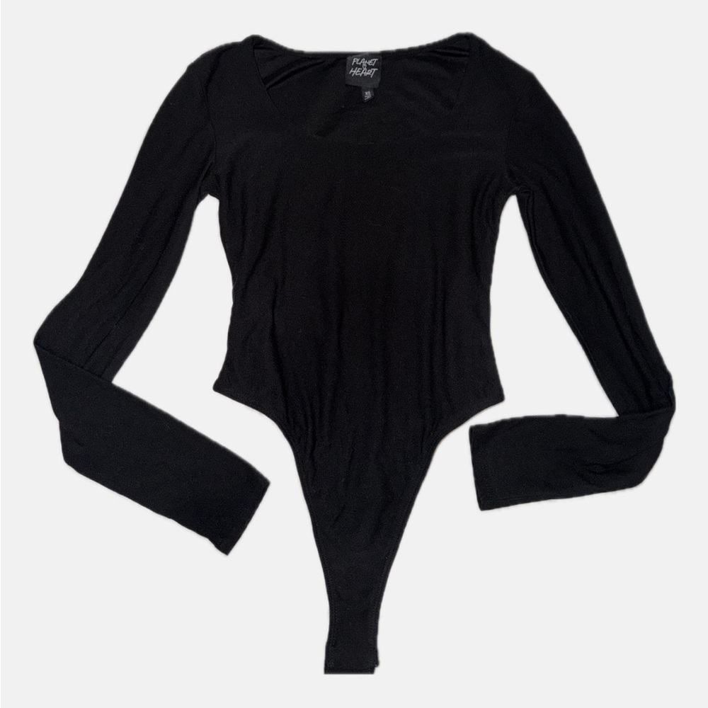 Trendy Black Long Sleeve Bodysuit